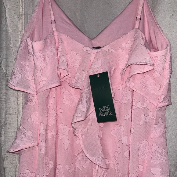 NWT Wild Fable, Women’s Dress Pink Blush Midi Chiffon Floral Ruffle, Size Medium - Picture 5 of 7